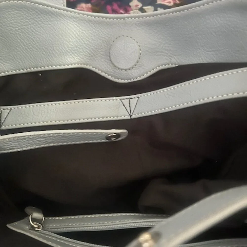 Tignanello Robin Egg Blue leather double handle shoulder bag